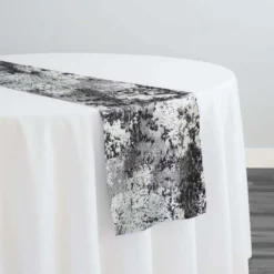 Cascade Jacquard Table Runner in Black and Silver