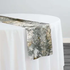 Cascade Jacquard Table Runner in Gray and Gold