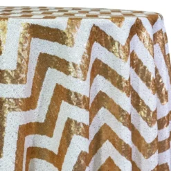 Chevron Glitz Sequins Table Linen in Gold