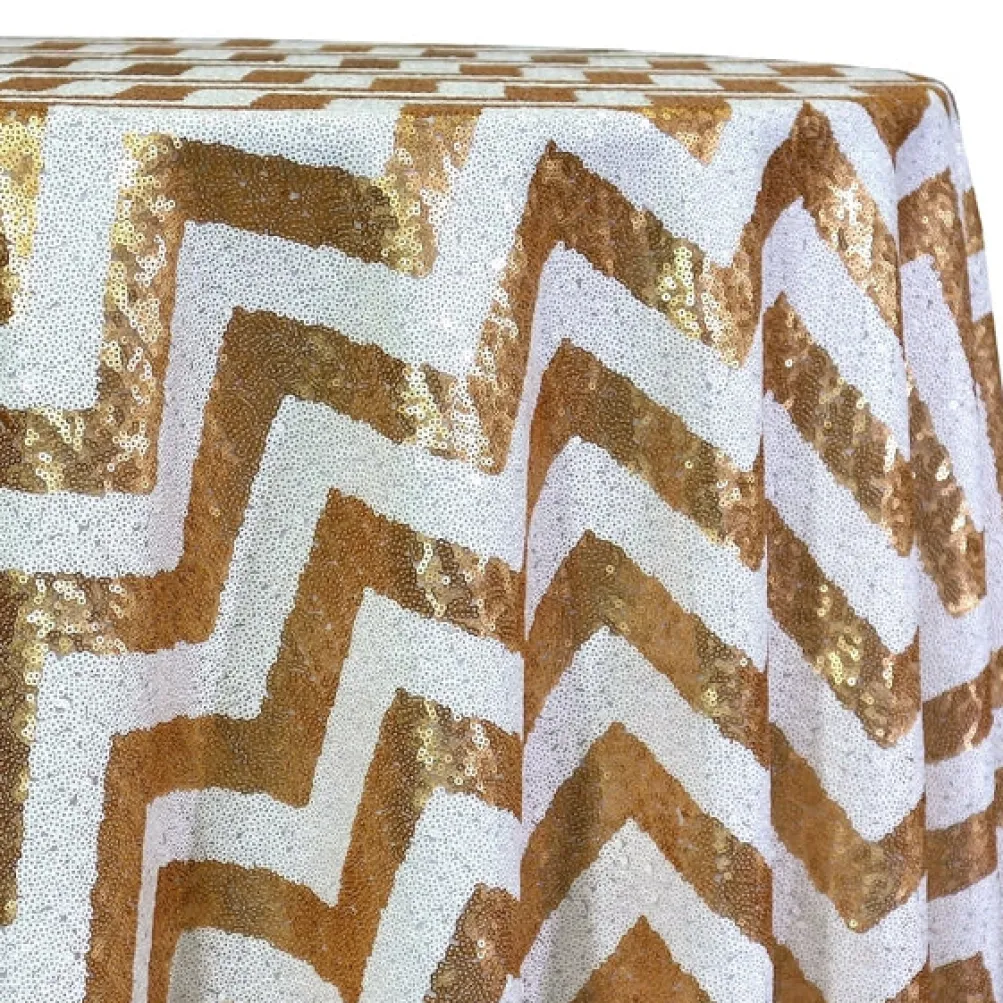 Chevron Glitz Sequins Table Linen in Gold