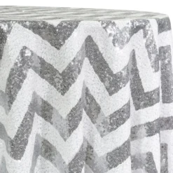 Chevron Glitz Sequins Table Linen in Silver