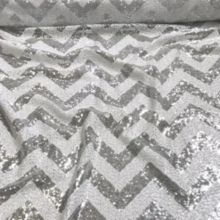 Chevron Glitz Sequins Table Linen in Silver