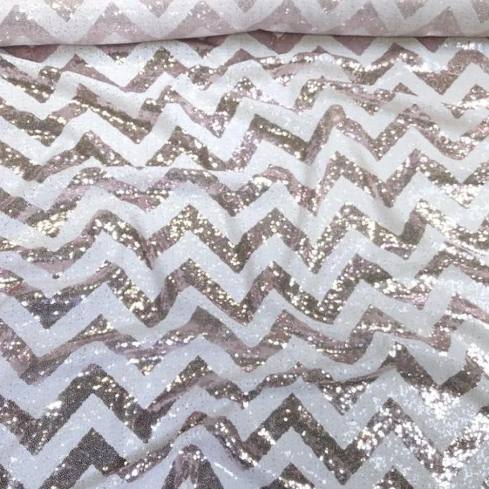 Chevron Glitz Sequins Table Linen in Blush