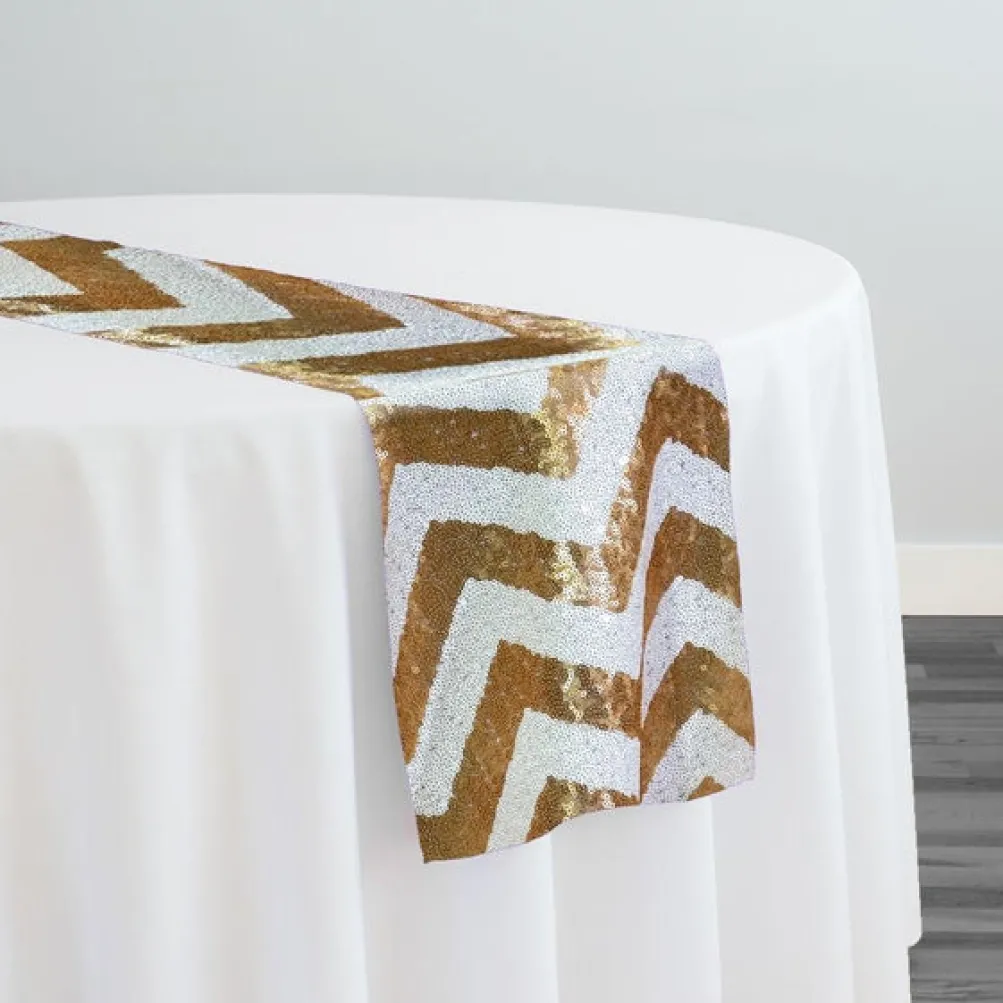 Chevron Glitz Sequins Table Runner in Gold