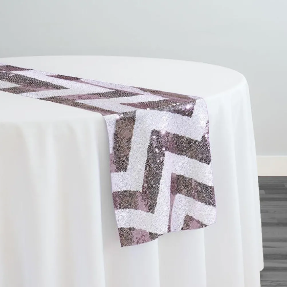 Chevron Glitz Sequins Table Runner in Blush