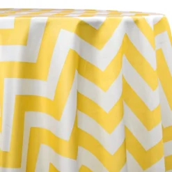Chevron Print (Lamour) Table Linen in Yellow and White