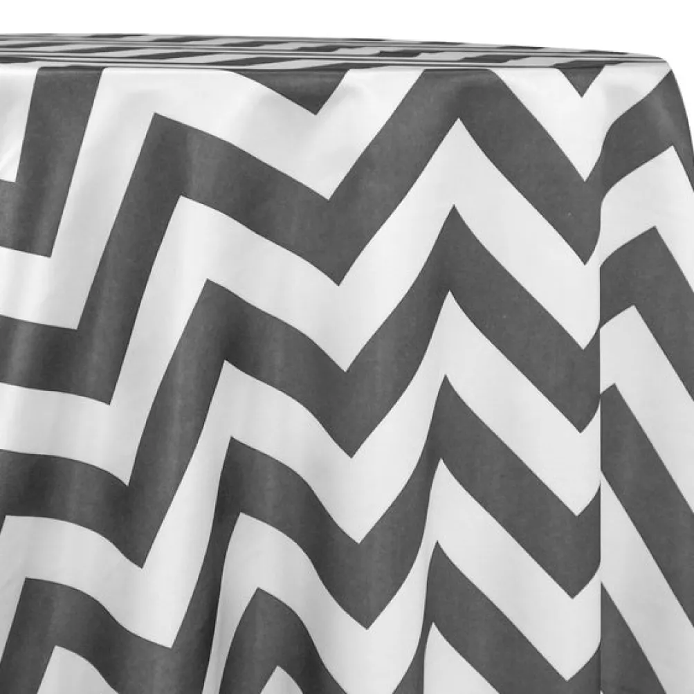 Chevron Print (Lamour) Table Linen in Charcoal and White