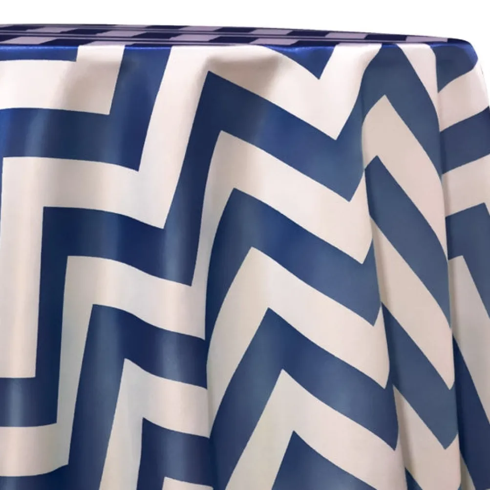 Chevron Print (Lamour) Table Linen in Navy and White
