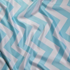 Chevron Print (Lamour) Table Linen in Turquoise and White