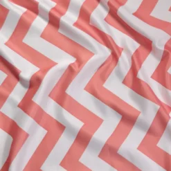 Chevron Print (Lamour) Table Linen in Coral and White