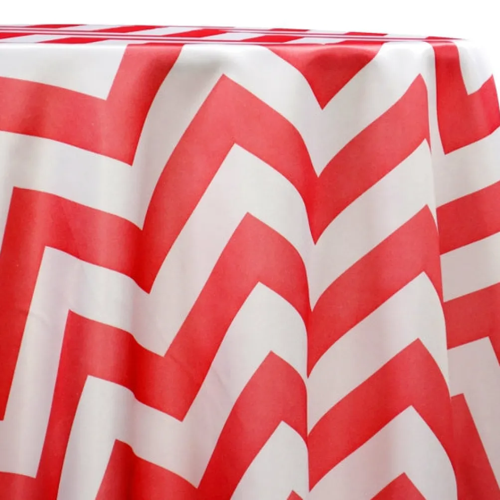 Chevron Print (Lamour) Table Linen in Red and White