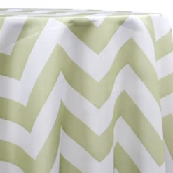 Chevron Print (Lamour) Table Linen in Sage and White