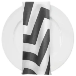 Chevron Print (Lamour) Table Napkin in Charcoal and White