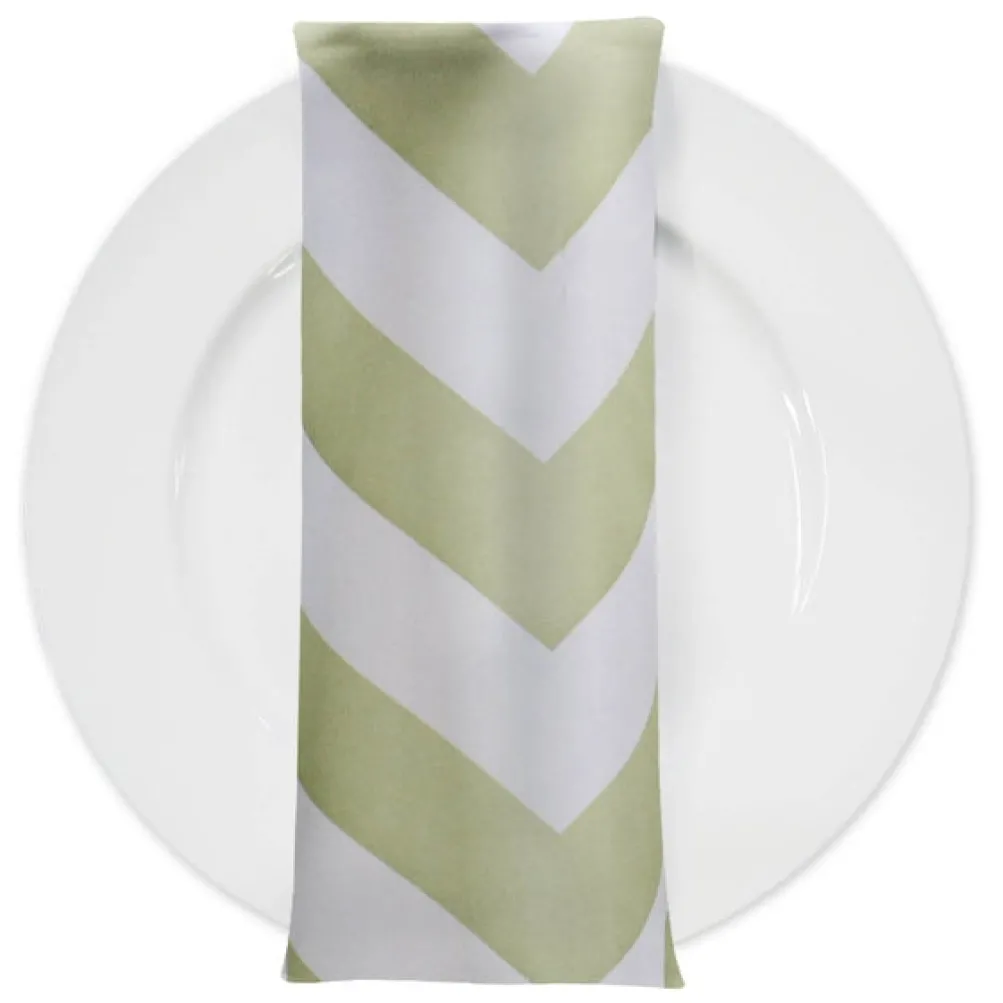 Chevron Print (Lamour) Table Napkin in Sage and White