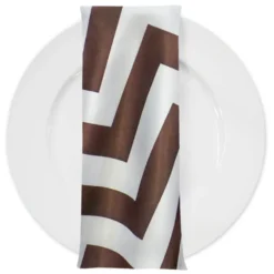 Chevron Print (Lamour) Table Napkin in Brown and White