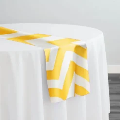 Chevron Print (Lamour) Table Runner in Yellow and White