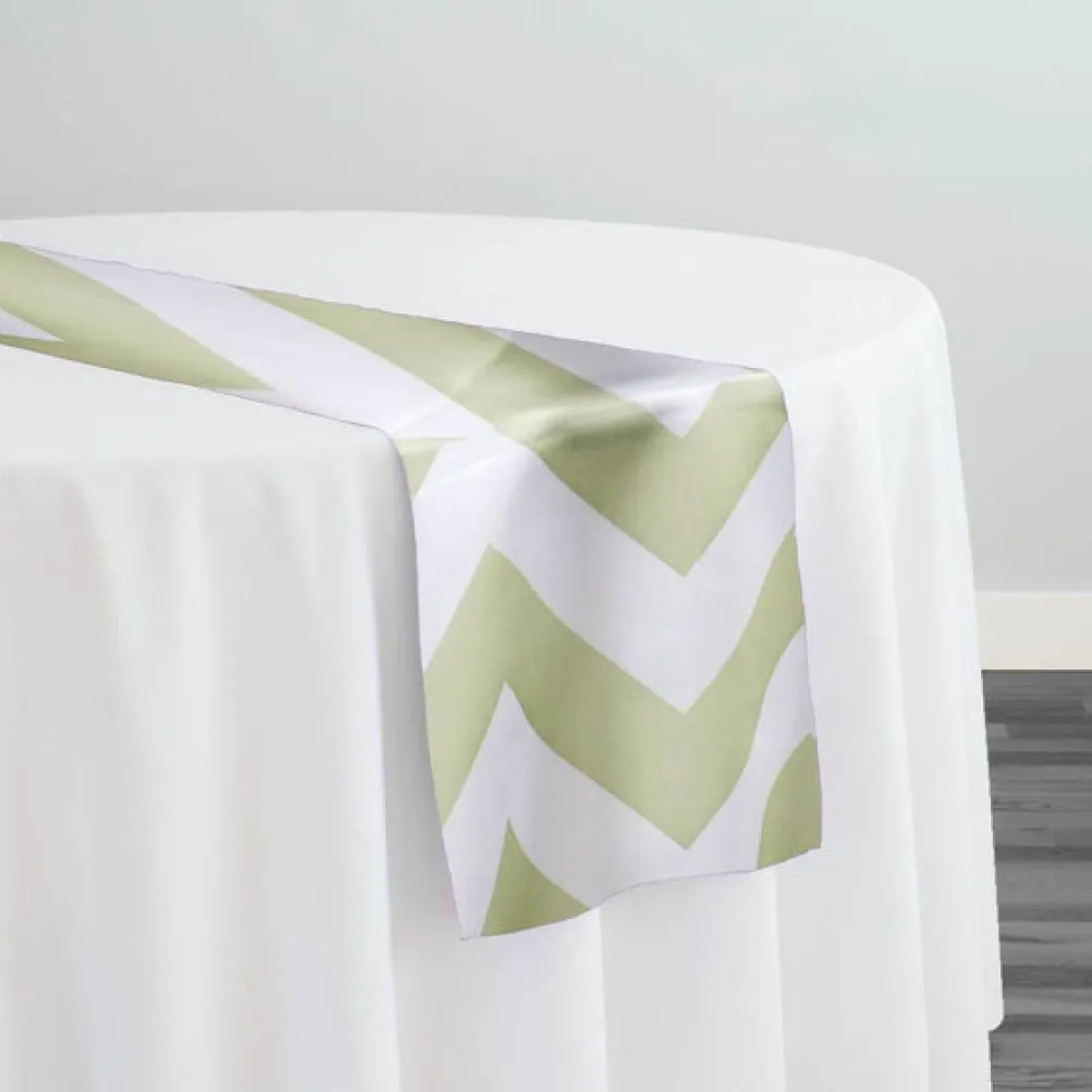 Chevron Print (Lamour) Table Runner in Sage and White
