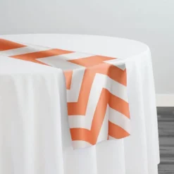 Chevron Print (Lamour) Table Runner in Orange and White