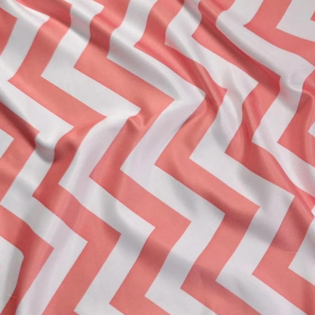 Chevron Print (Lamour) Table Runner in Coral and White