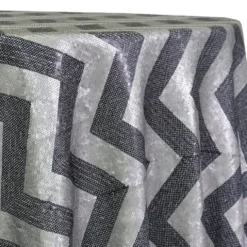 Chevron Sequins Table Linen in Black and Silver