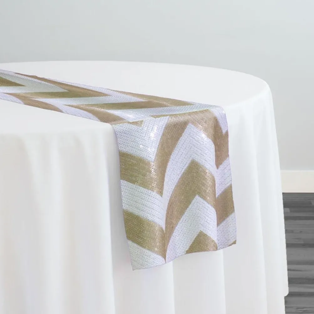 Chevron Sequins Table Runner in Gold