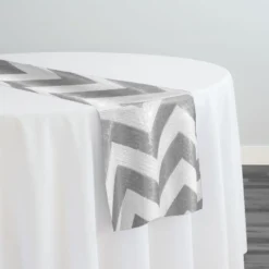 Chevron Sequins Table Runner in Silver