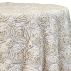 Chiffon Rose (3D) Table Linen in Ivory
