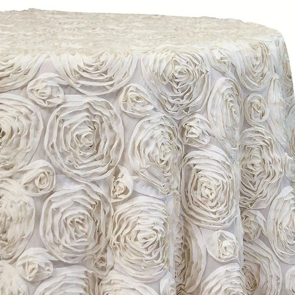 Chiffon Rose (3D) Table Linen in Ivory