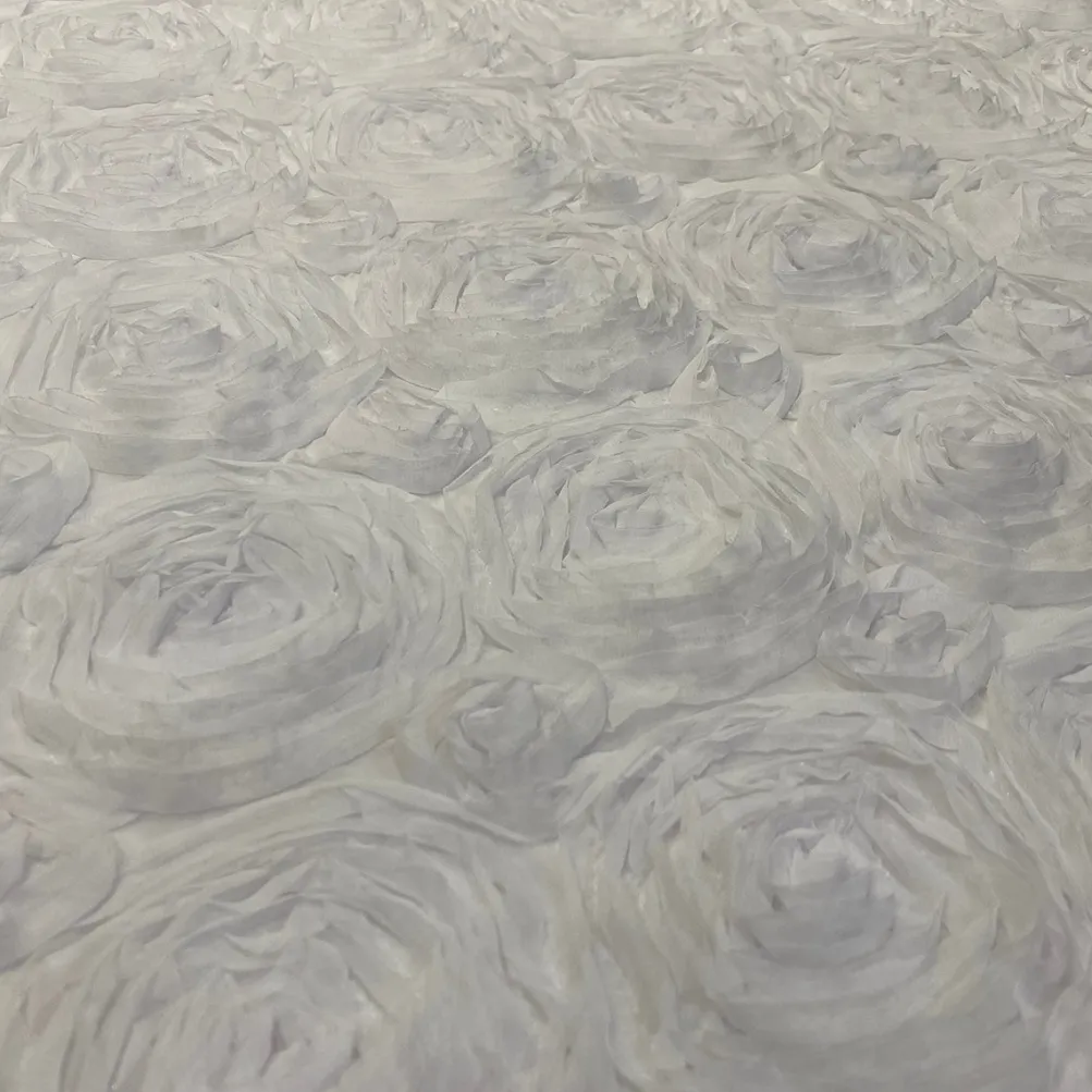 Chiffon Rose (3D) Table Linen in Ivory