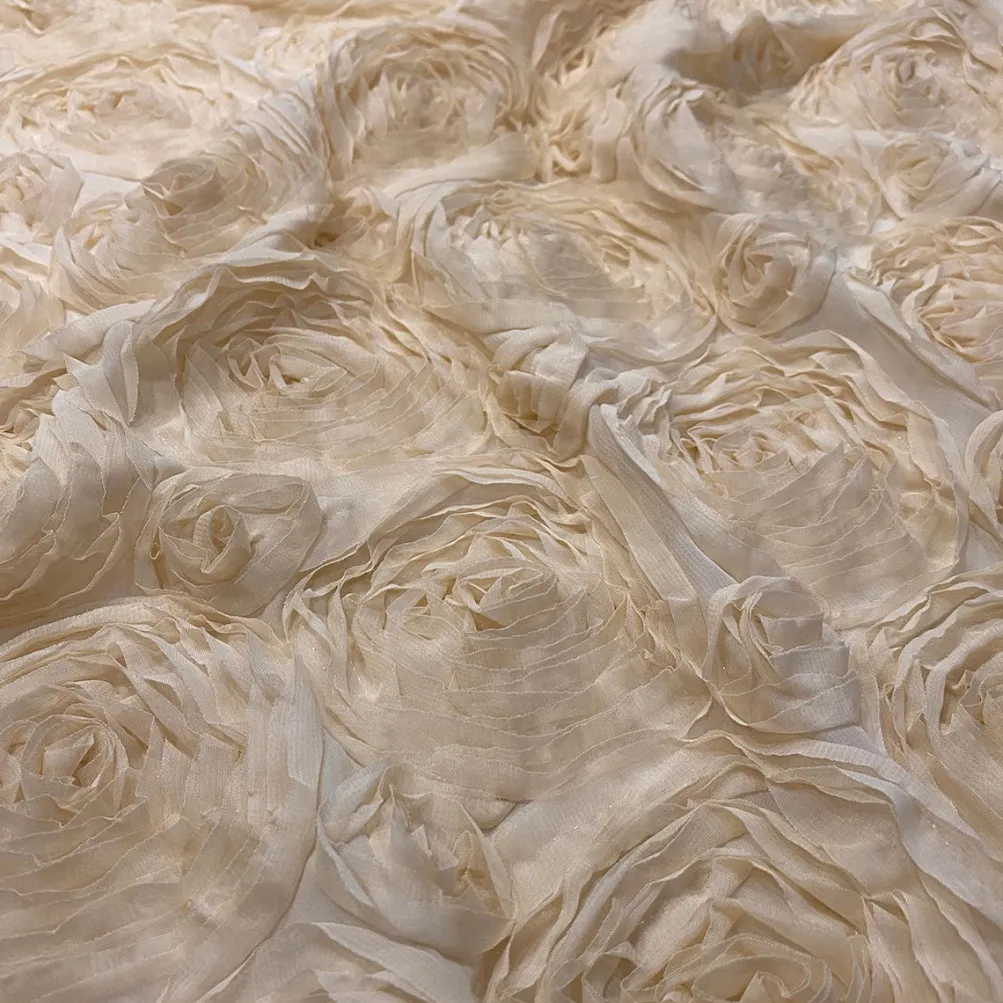 Chiffon Rose (3D) Table Linen in Khaki