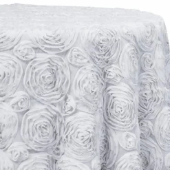 Chiffon Rose (3D) Table Linen in White