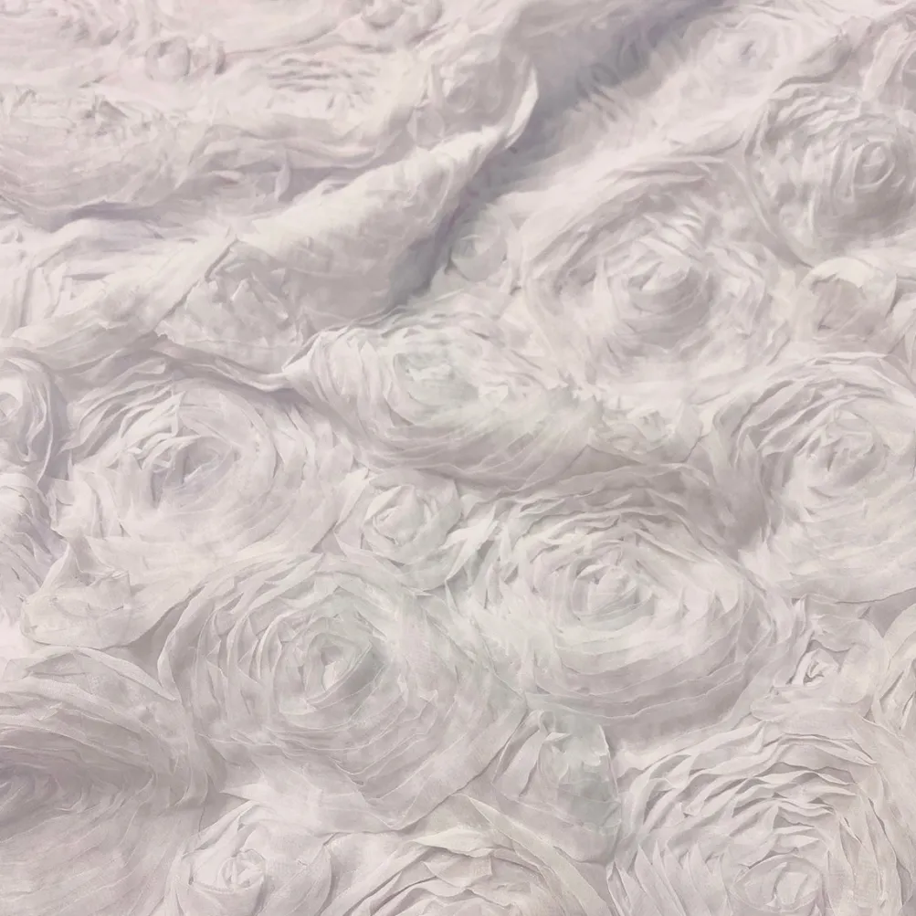 Chiffon Rose (3D) Table Runner in White