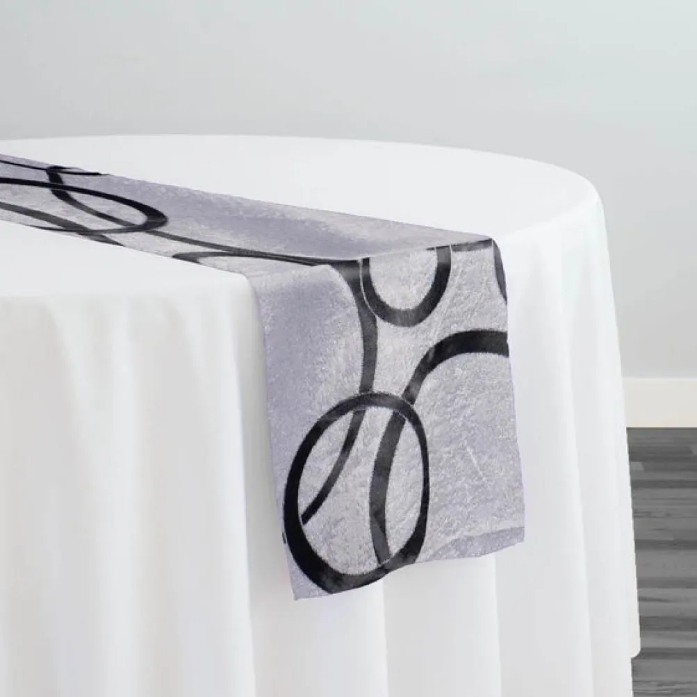 Cirque Jacquard (Reversible) Table Runner in Black
