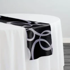 Cirque Jacquard (Reversible) Table Runner in Black