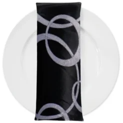 Cirque Jacquard (Reversible) Table Napkin in Black