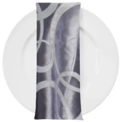 Cirque Jacquard (Reversible) Table Napkin in Purple Grey