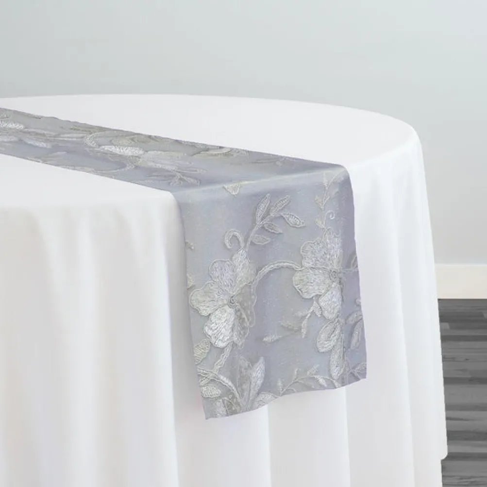 Claire Lace Table Runner in White and White