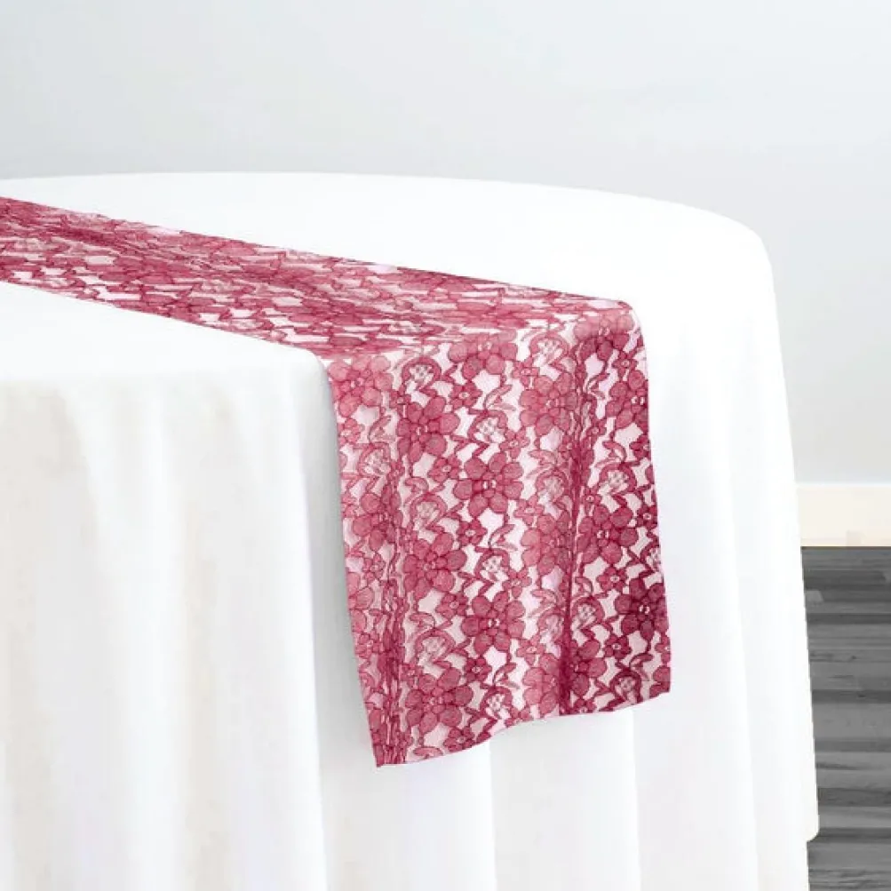 Classic Lace Table Runner in Burgundy 1539
