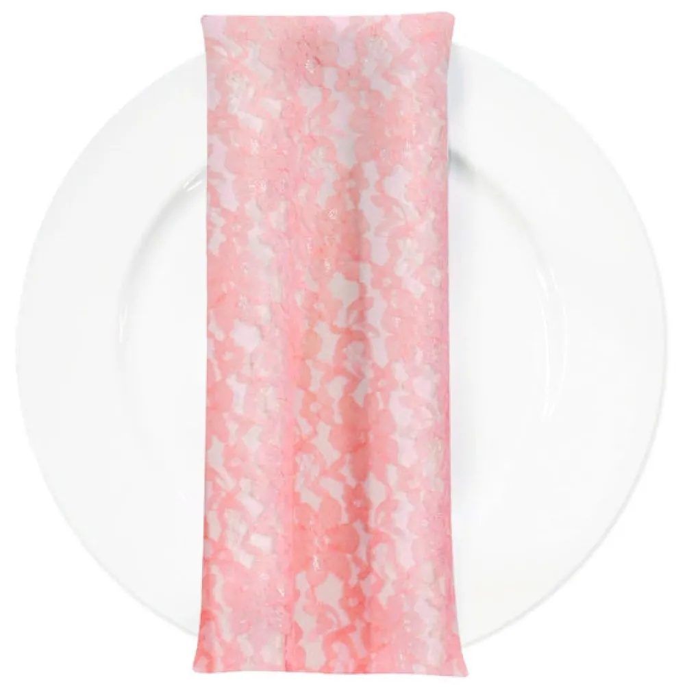 Classic Lace (w/ Poly Lining) Table Napkin in Coral 1203