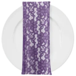 Classic Lace (w/ Poly Lining) Table Napkin in Purple 1258