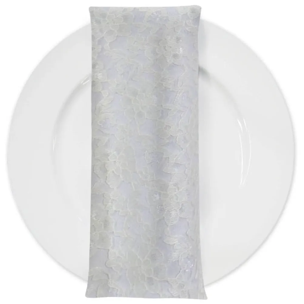 Classic Lace (w/ Poly Lining) Table Napkin in White
