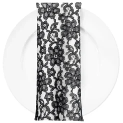 Classic Lace (w/ Poly Lining) Table Napkin in Black