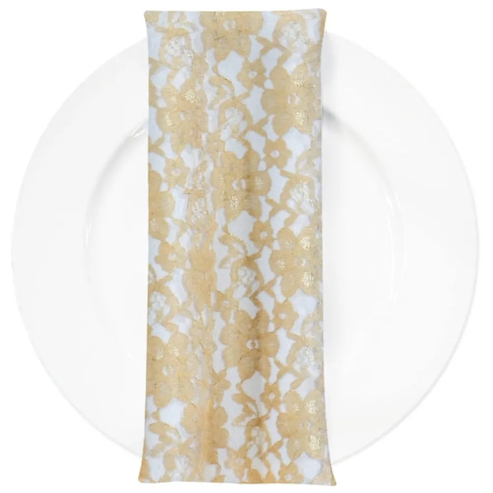 Classic Lace (w/ Poly Lining) Table Napkin in Champagne 1341