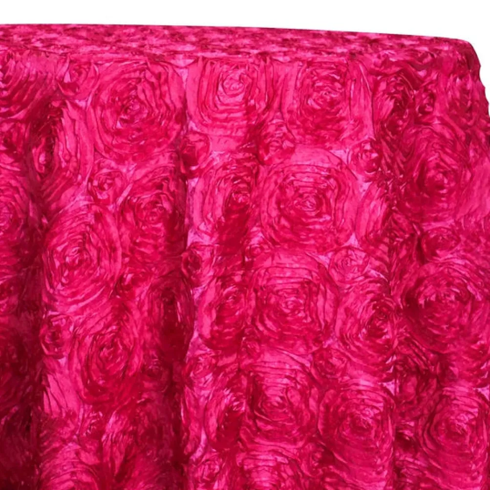 Closeout - Rose Satin (3D) - 132" Round Tablecloth