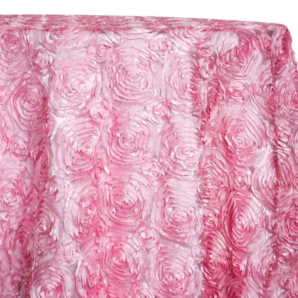 Closeout - Rose Satin (3D) - 132" Round Tablecloth