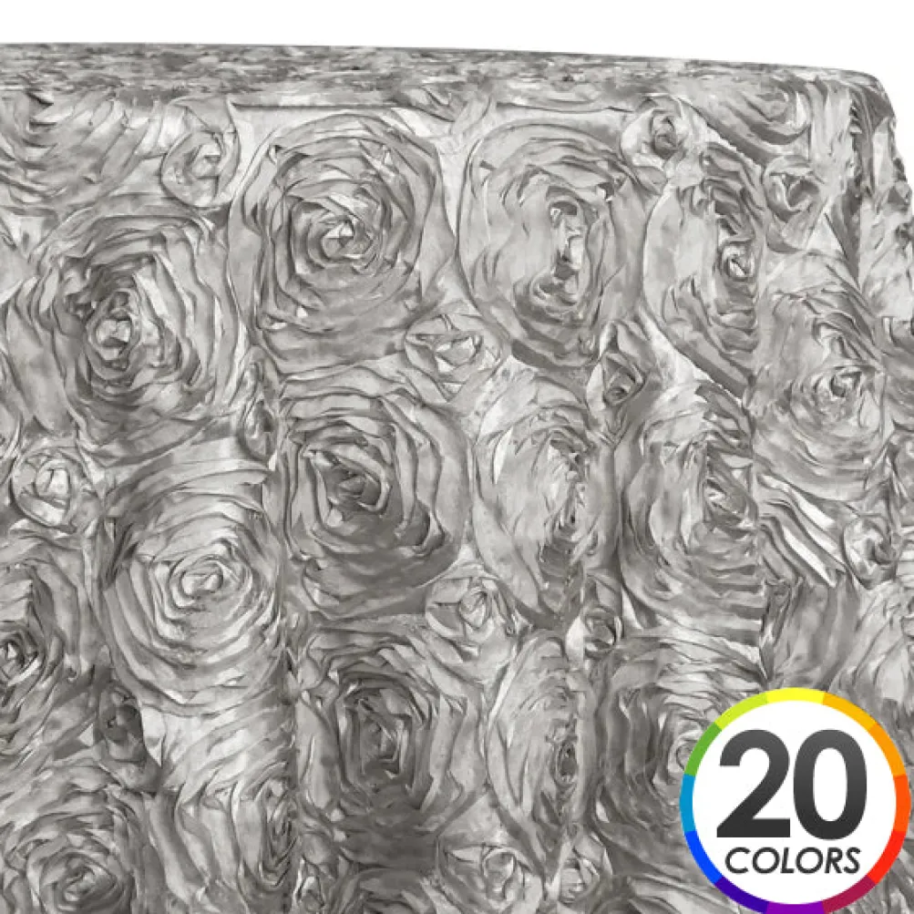 Closeout - Rose Satin (3D) - 132" Round Tablecloth
