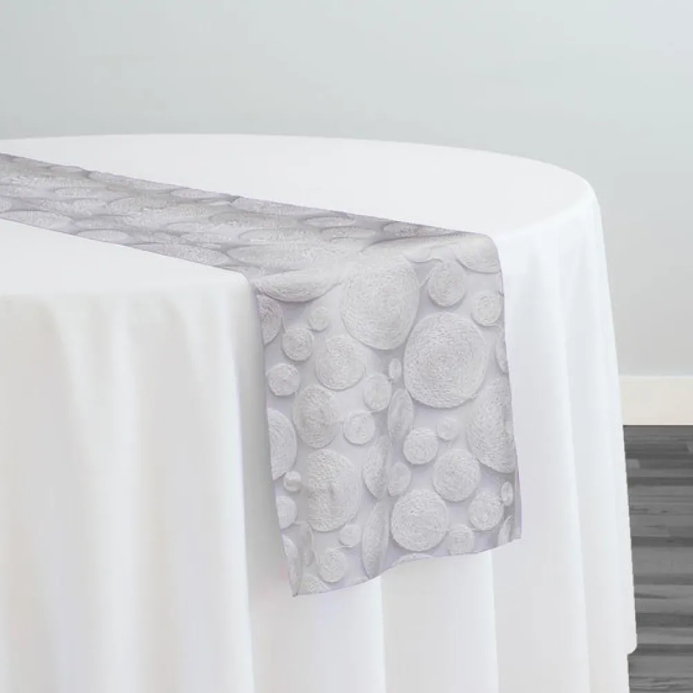 Coin Table Runner in White