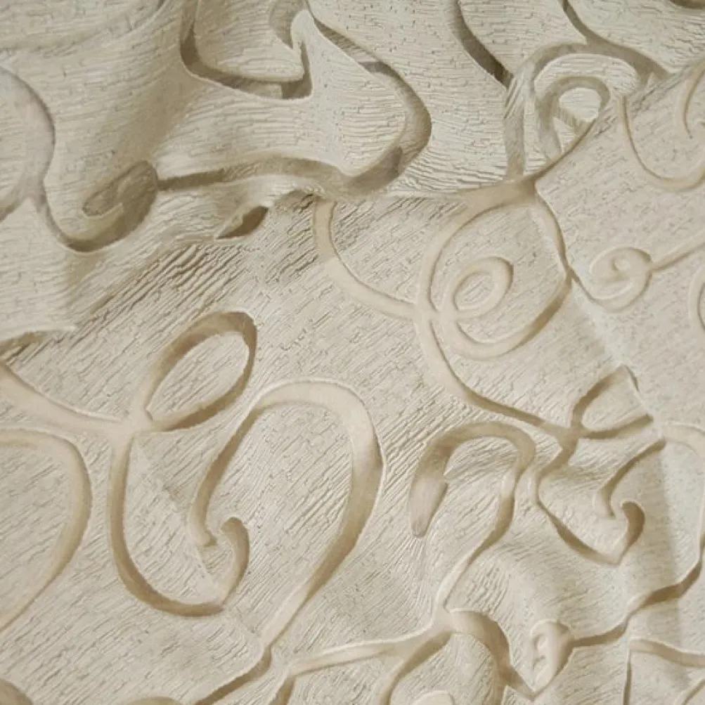 Contempo Scroll Sheer Table Linen in Champagne