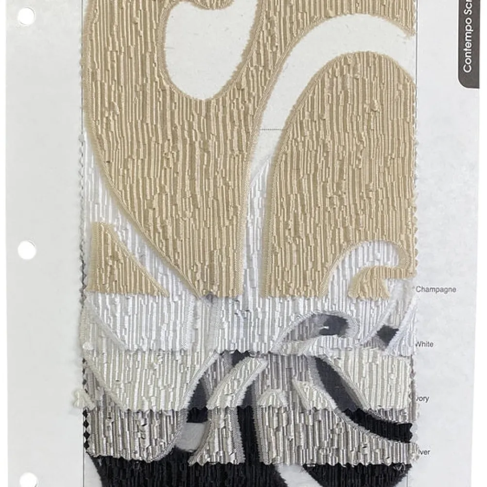 Contempo Scroll Sheer Table Linen in Green