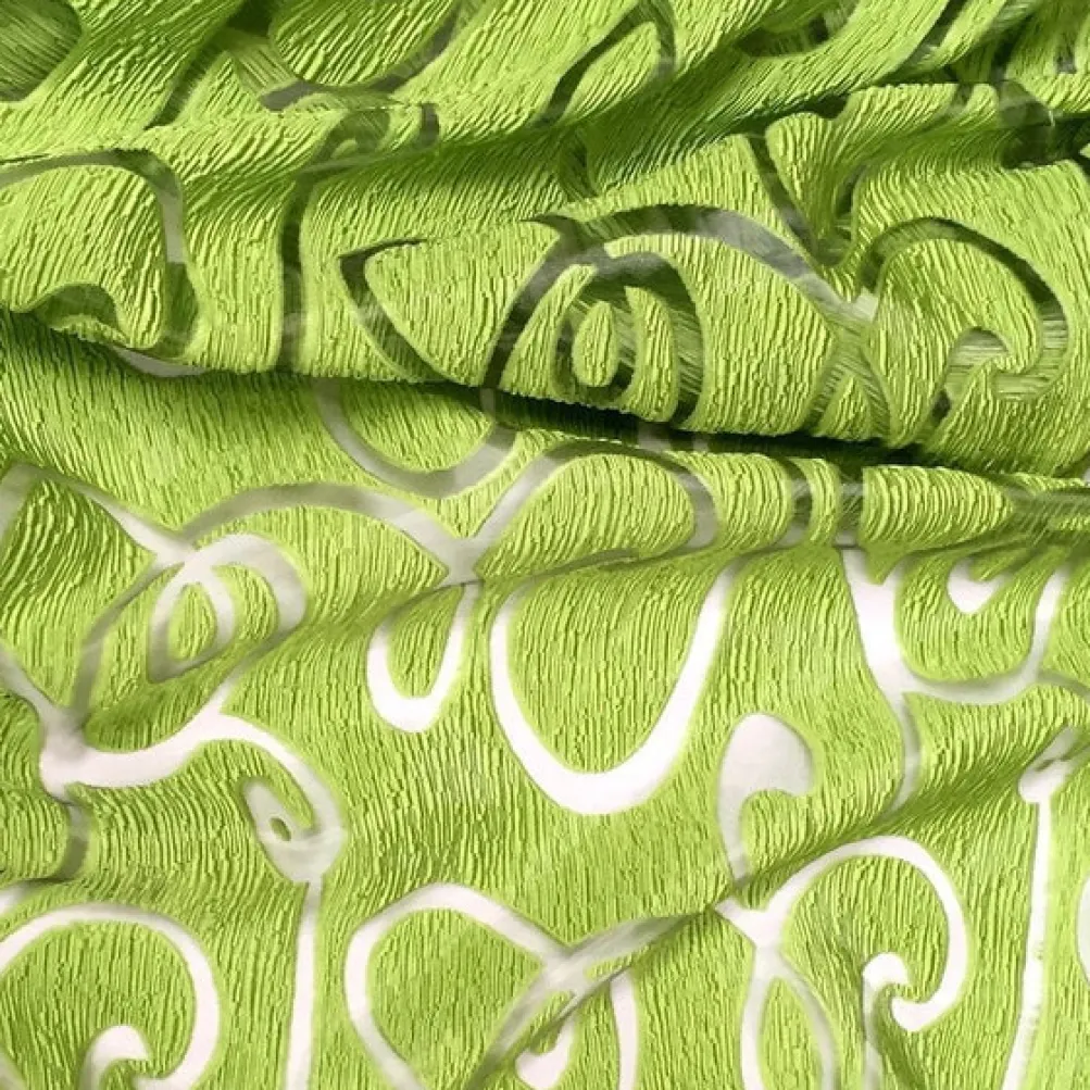 Contempo Scroll Sheer Table Linen in Green